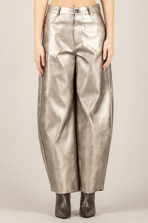VICOLO PANTALONE BARREL ECOPELLE LAMINATO