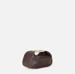 Elisabetta Franchi Borsa eco a mano Cacao con Logo in metallo oro PE26