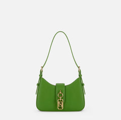 Elisabetta Franchi Borsa Ecopelle verde Aloe piccola a spalla logo EF oro PE26