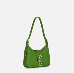 Elisabetta Franchi Borsa Ecopelle verde Aloe piccola a spalla logo EF oro PE26