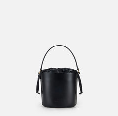 Elisabetta Franchi Borsa Secchiello Nero Logo in metallo Tracolla oro