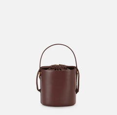 Elisabetta Franchi Borsa Secchiello Cacao Logo metallo e vernice PE26