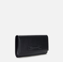 Elisabetta Franchi Borsa a mano in vera pelle color Nero logo in rilievo PE26