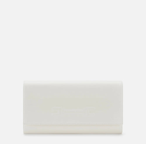 Elisabetta Franchi Borsa a mano in vera pelle color Avorio logo in rilievo PE26 PE26