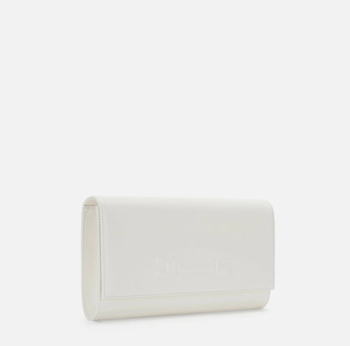 Elisabetta Franchi Borsa a mano in vera pelle color Avorio logo in rilievo PE26 PE26