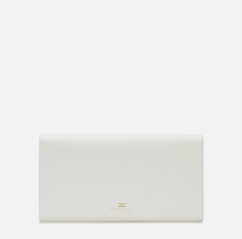 Elisabetta Franchi Borsa a mano in vera pelle color Avorio logo in rilievo PE26 PE26