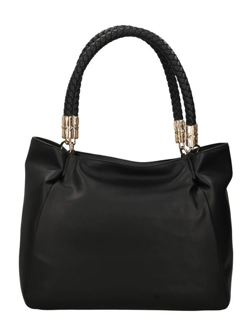 Love Moschino Borsa Nera con Manico Intrecciato e Logo in rilievo PE26