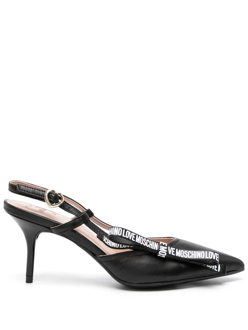 LOVE MOSCHINO SCARPA CON NASTRO LOOGATO NERO