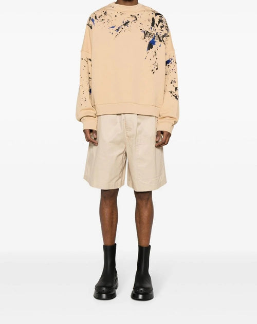 MOSCHINO COUTURE FELPA BEIGE CON STAMPA PITTURA