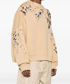 MOSCHINO COUTURE FELPA BEIGE CON STAMPA PITTURA