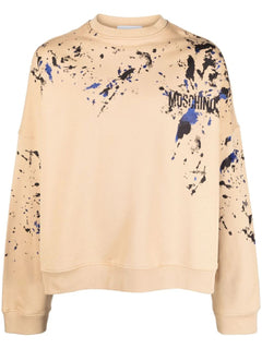 MOSCHINO COUTURE FELPA BEIGE CON STAMPA PITTURA