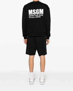 MSGM FELPA NERO CON LOGO STAMPATO