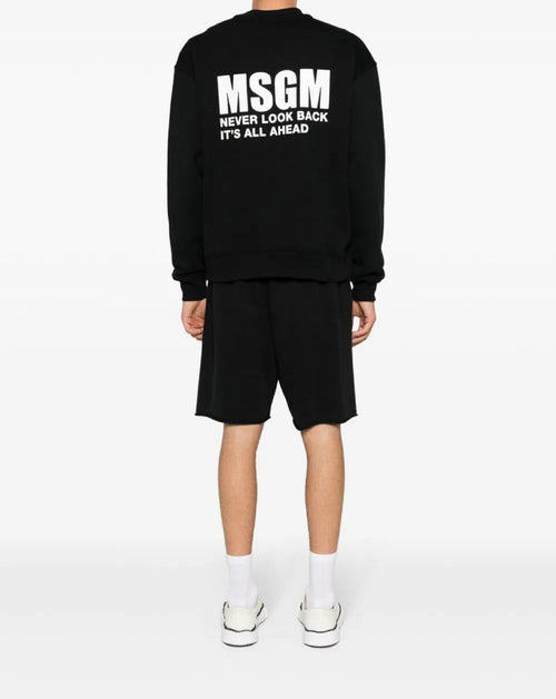 MSGM FELPA NERO CON LOGO STAMPATO