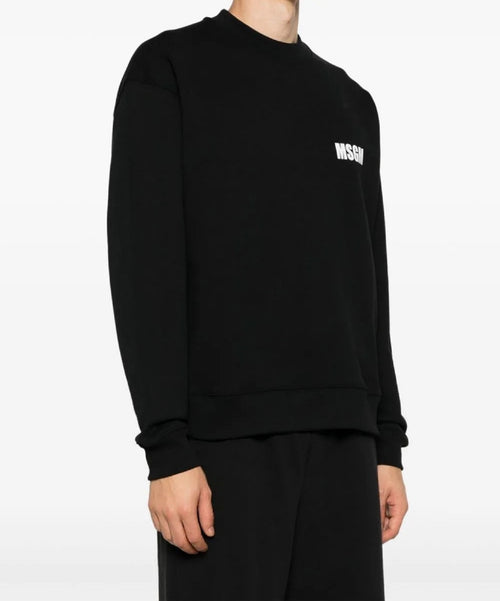 MSGM FELPA NERO CON LOGO STAMPATO