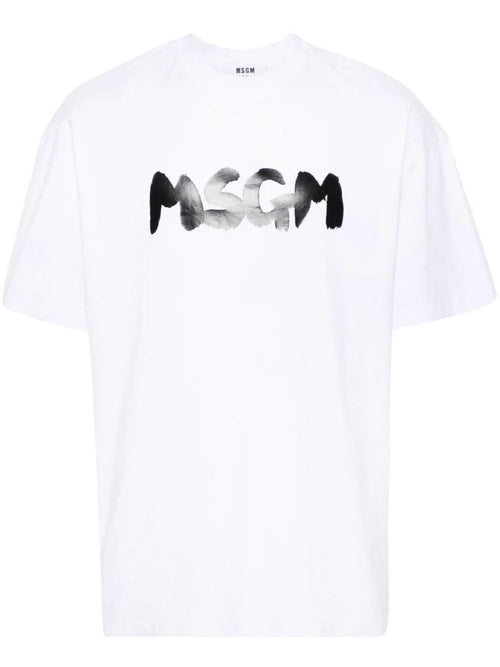 MSGM T-SHIRT BIANCO CON LOGO CENTRALE