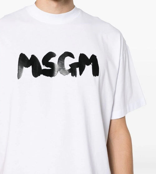 MSGM T-SHIRT BIANCO CON LOGO CENTRALE