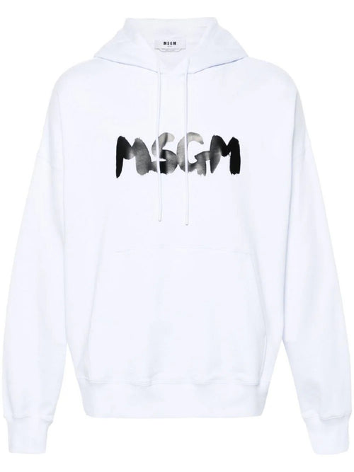 MSGM FELPA BIANCO CON CAPPUCCIO LOGATA