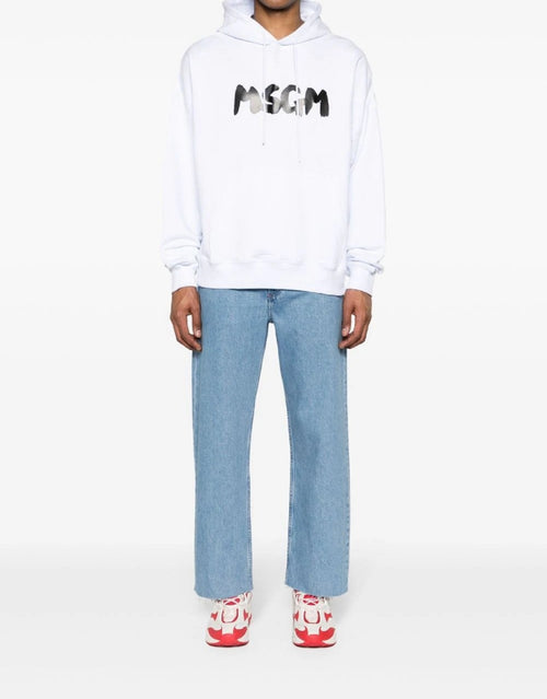 MSGM FELPA BIANCO CON CAPPUCCIO LOGATA