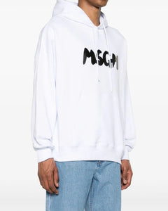 MSGM FELPA BIANCO CON CAPPUCCIO LOGATA