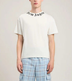 Palm Angels t-shirt Jersey- Logo al collo - Bianco PE26