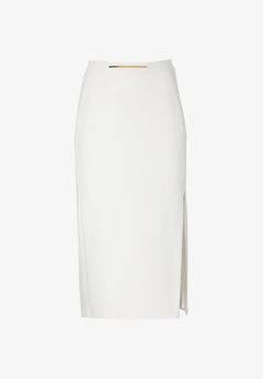 Elisabetta Franchi Gonna/Longuette in tessuto tecnico bielastico con cintura logo oro PE26
