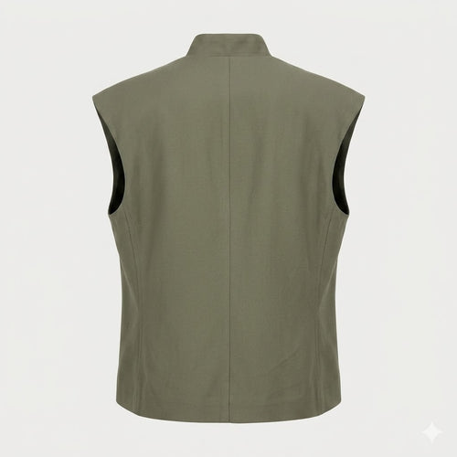 TENSIONE IN gilet army con bottone 26D4805ARMY-PE26