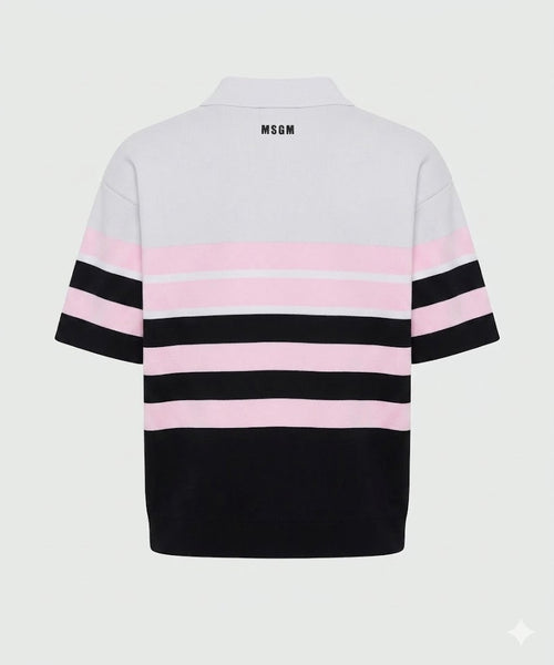 MSGM Uomo Maglia Multicolor A Strisce Nera-PE26