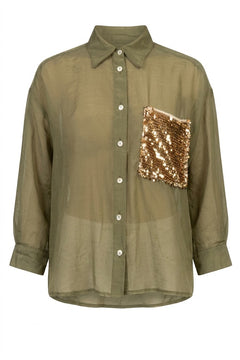 TENSIONE IN camicia miltare con tasca paillette S26CG26MIL -PE26
