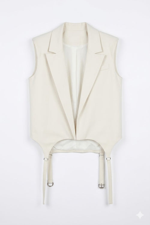 VICOLO gilet naturale con dettagli laccio TAB1913NAT-PE26