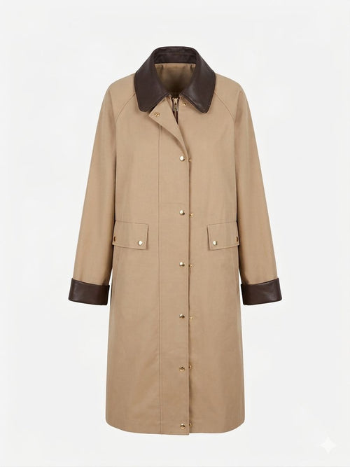 Trench Vicolo Donna Doppiopetto con poslini e colletto in pelle - Nuova Collezione PE26