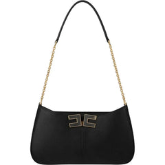 Elisabetta Franchi Borsa piccola ecopelle nero con catenina e logo in metallo oro/nero PE26