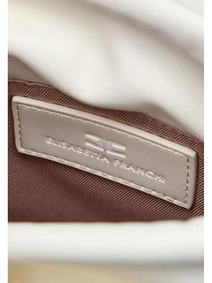 Elisabetta Franchi Borsa Secchiello Avorio Logo in metallo Tracolla oro