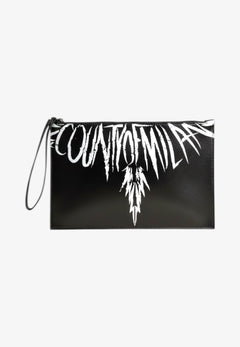 COUNTY OF MILAN pochette nera uomo logo stampato PE26