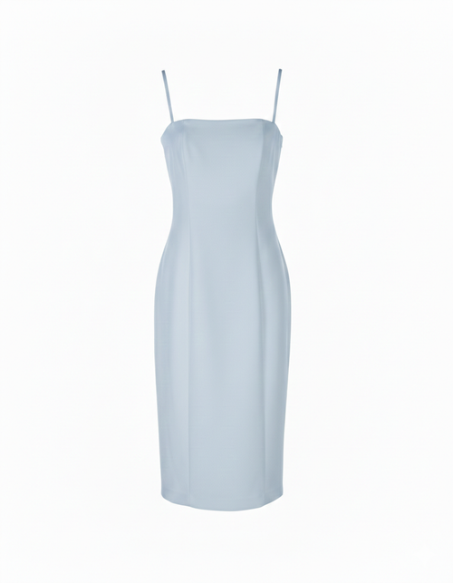 SILENCE LTD Donna Abito Tubino Midi a Fascia con Spalline Sottili