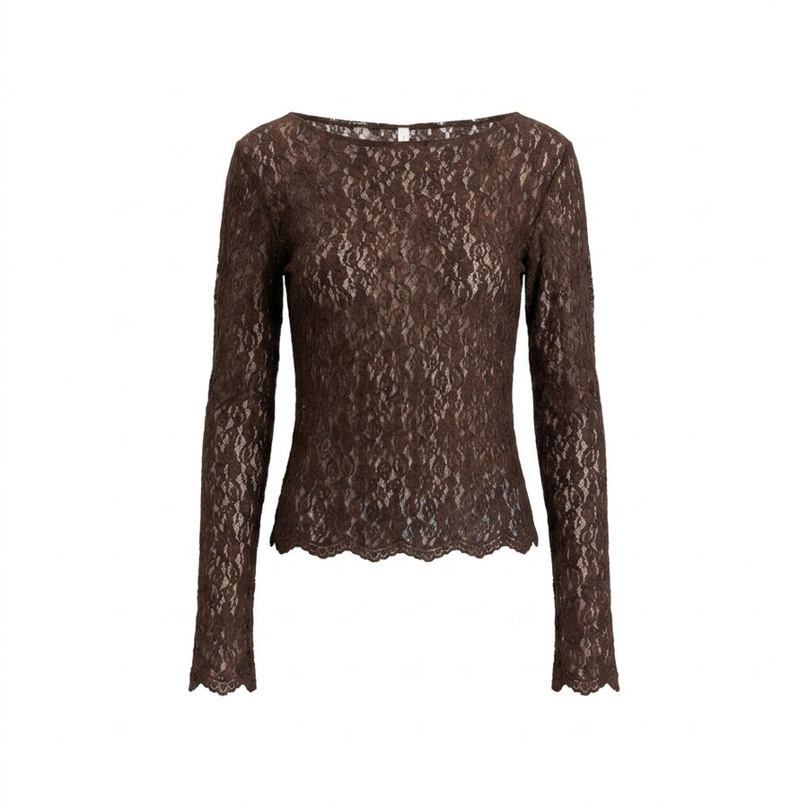 VICOLO Donna Maglia In Pizzo Moro-PE26
