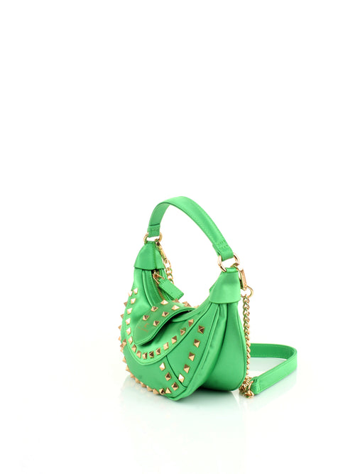 LA CARRIE BAG BORSA A MANO VERDE CON TRACOLLA E BORCHIE