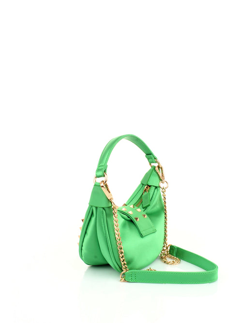 LA CARRIE BAG BORSA A MANO VERDE CON TRACOLLA E BORCHIE