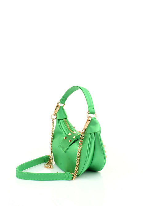 LA CARRIE BAG BORSA A MANO VERDE CON TRACOLLA E BORCHIE