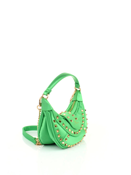 LA CARRIE BAG BORSA A MANO VERDE CON TRACOLLA E BORCHIE