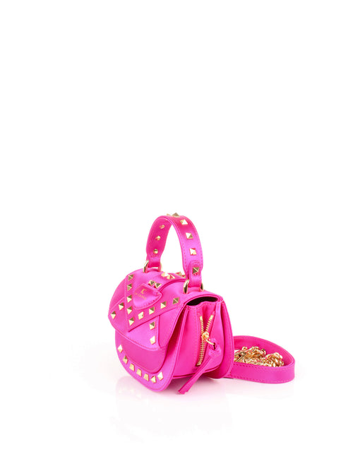 LA CARRIE BAG BORSA MINI CON TRACOLLA E BORCHIE FUXIA