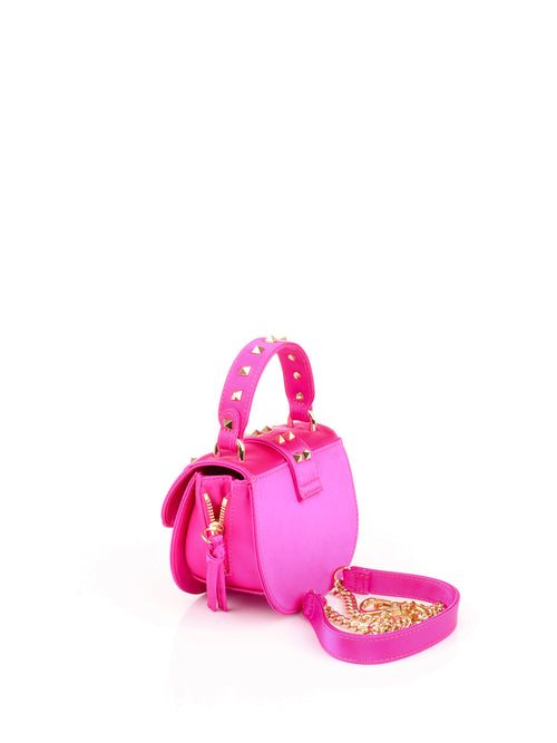 LA CARRIE BAG BORSA MINI CON TRACOLLA E BORCHIE FUXIA