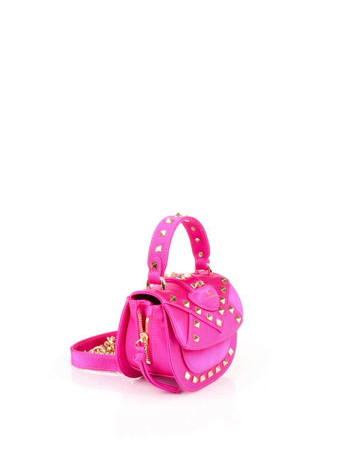 LA CARRIE BAG BORSA MINI CON TRACOLLA E BORCHIE FUXIA