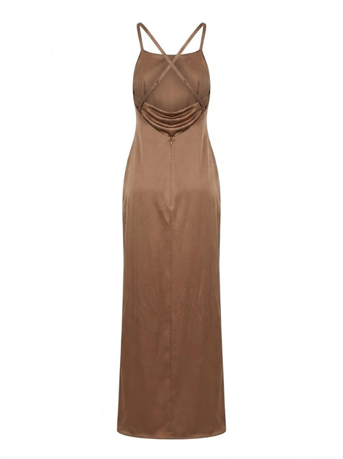 SILENCE LTD Donna Abito Lungo Coffe-PE26