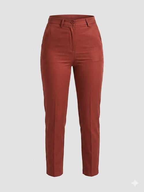 VICOLO pantalone slim vita alta terracotta-PE26
