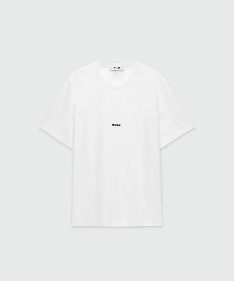 MSGM Uomo T-shirt Basic Oversize Bianca-PE26