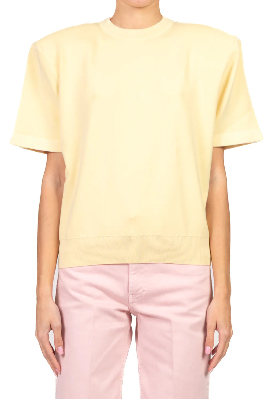 T-shirt Vicolo Donna in Maglia Leggera- Colore Giallo Canarino- Nuova Collezione PE 26