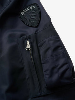 BLAUER Giubbino Bomber Uomo Blu Nylon Ispirazione Militare PE26