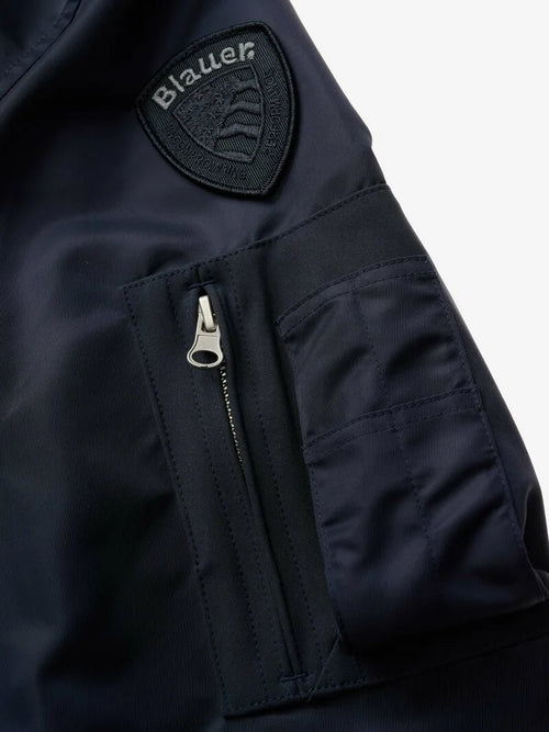 BLAUER Giubbino Bomber Uomo Blu Nylon Ispirazione Militare PE26