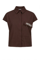 TENSIONE IN camicia con tasca strass moro 26C5096MOR-PE26