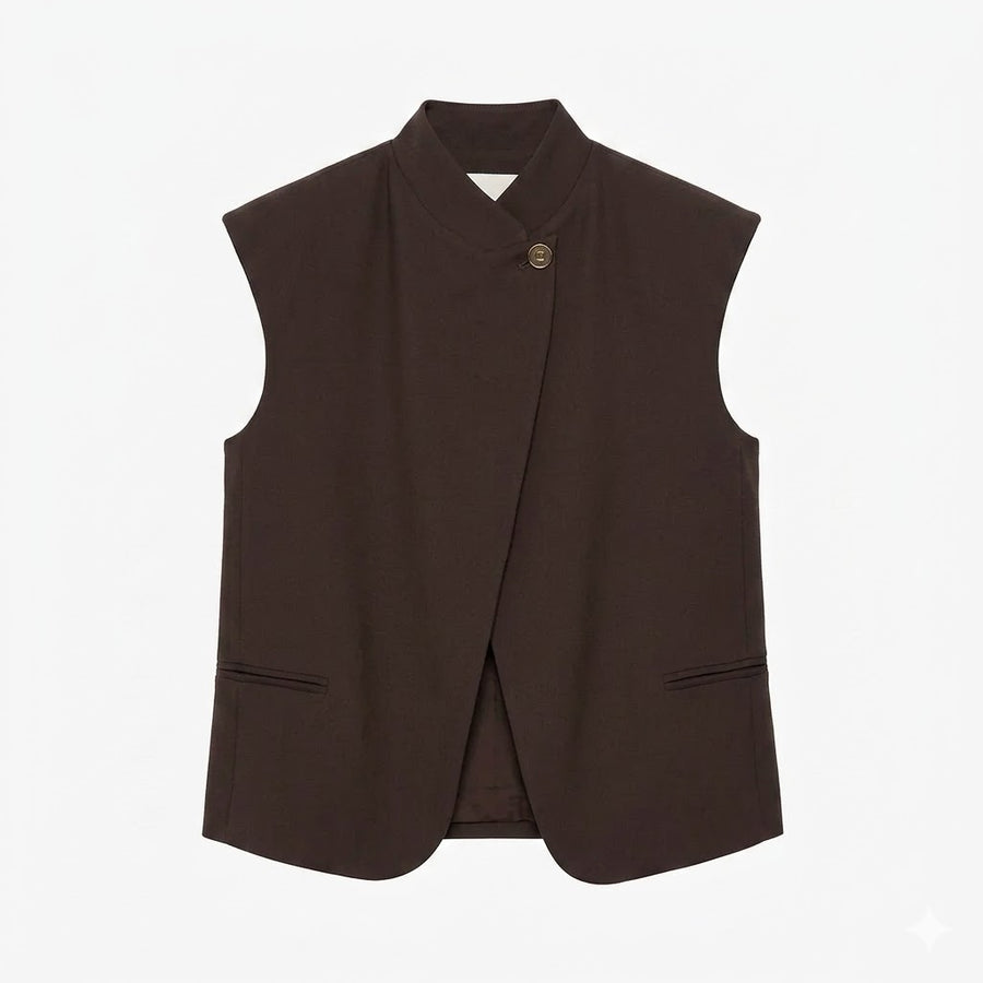 TENSIONE IN gilet moro con bottone 26D4805MOR-PE26